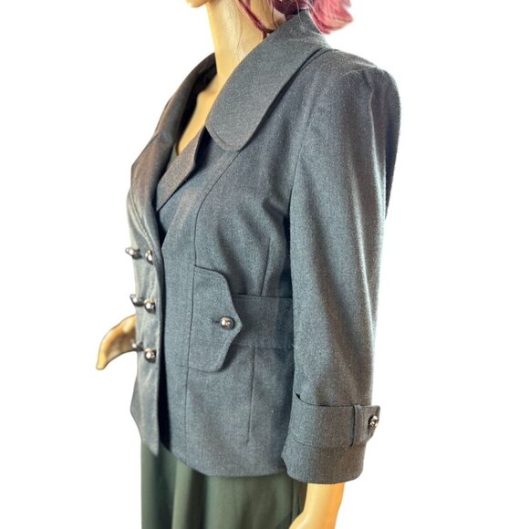 APT 9 Stretch Notched Lapel Belted Blazer in Gray Size 8 - Picture 5 of 8